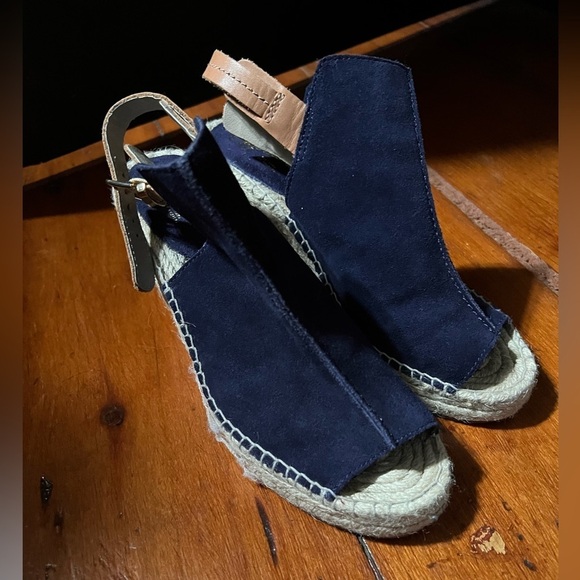 Seychelles 8 women’s wedge high heels blue suede leather buckle - Picture 1 of 12